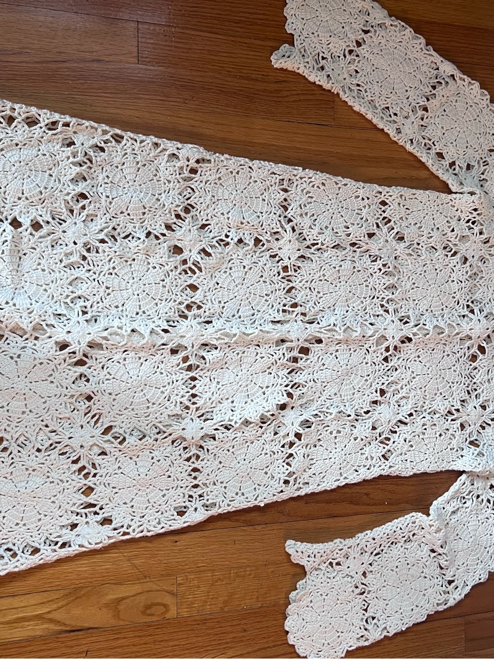 Newport News Cream Crochet Long Cardigan Duster with Scalloped Edges S - Picture 14 of 16
